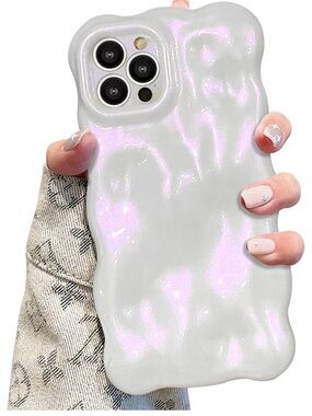 Iridescent White Pink Gel Wave Phone Case - Sleek Soft-Touch Protection